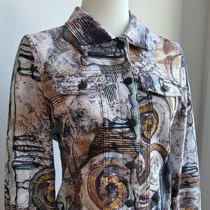 Dolcezza Simply Art Multicolor Abstract-Print Soft Stretch Jacket – US S